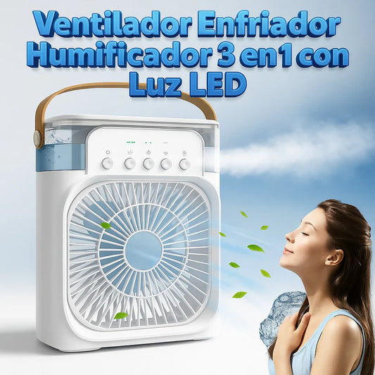 VENTILADOR HUMIFICADOR 3 EN 1 CON LUCES LED